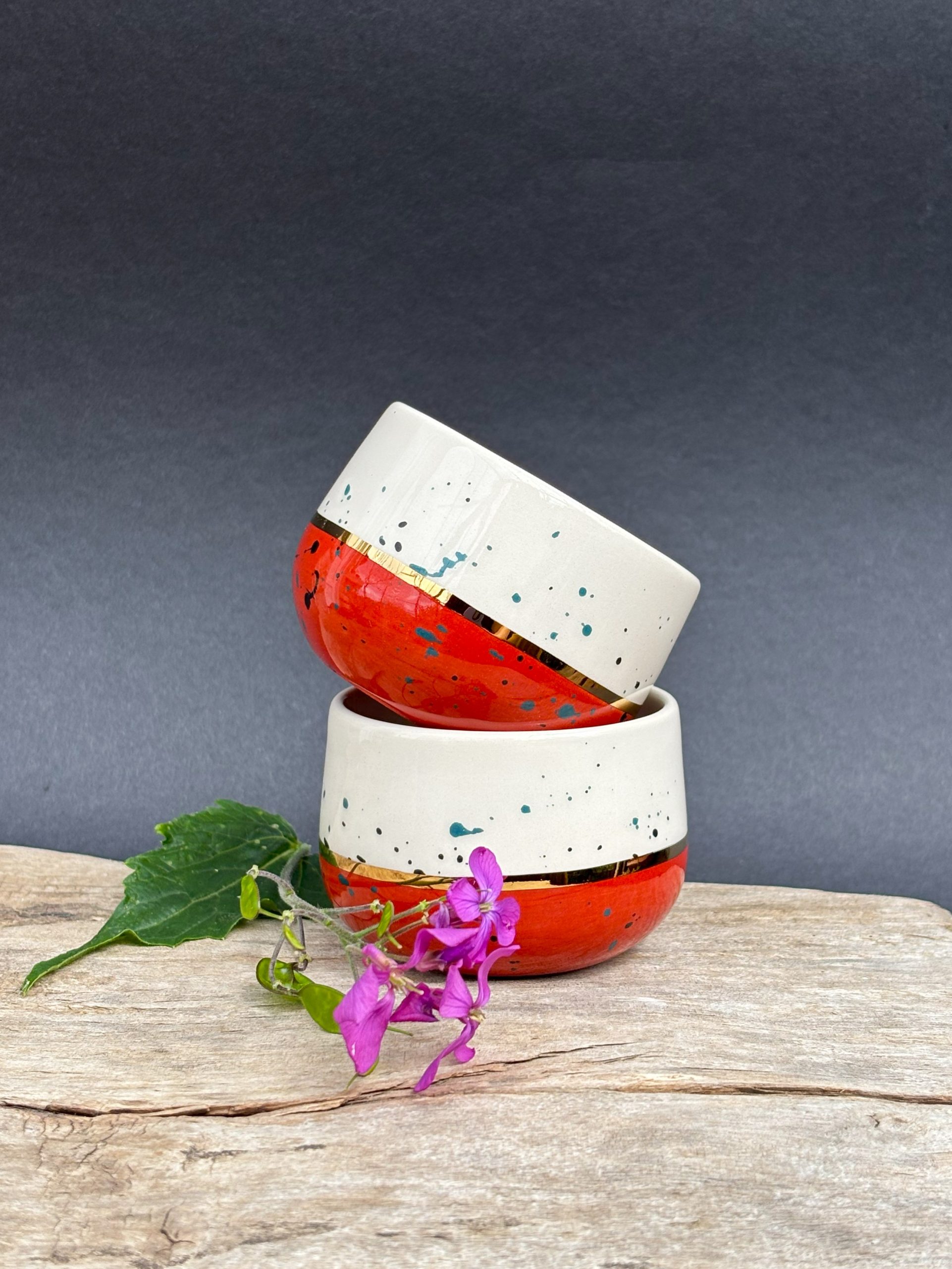 Keramička espresso šalica / 90ml /24K zlatni lister - Sun spot