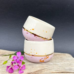 Keramička espresso šalica / 90ml /24K zlatni lister - lila - Sun spot