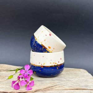 Keramička espresso šalica / 90ml /24K zlatni lister - tamno plava - Sun spot