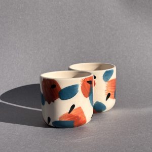 Keramička espresso šalica 2kom / 90ml - crvena - Sun spot