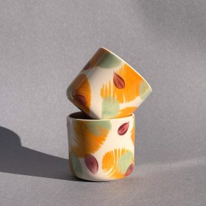 Keramička espresso šalica 2kom / 90ml - narančasta - Sun spot