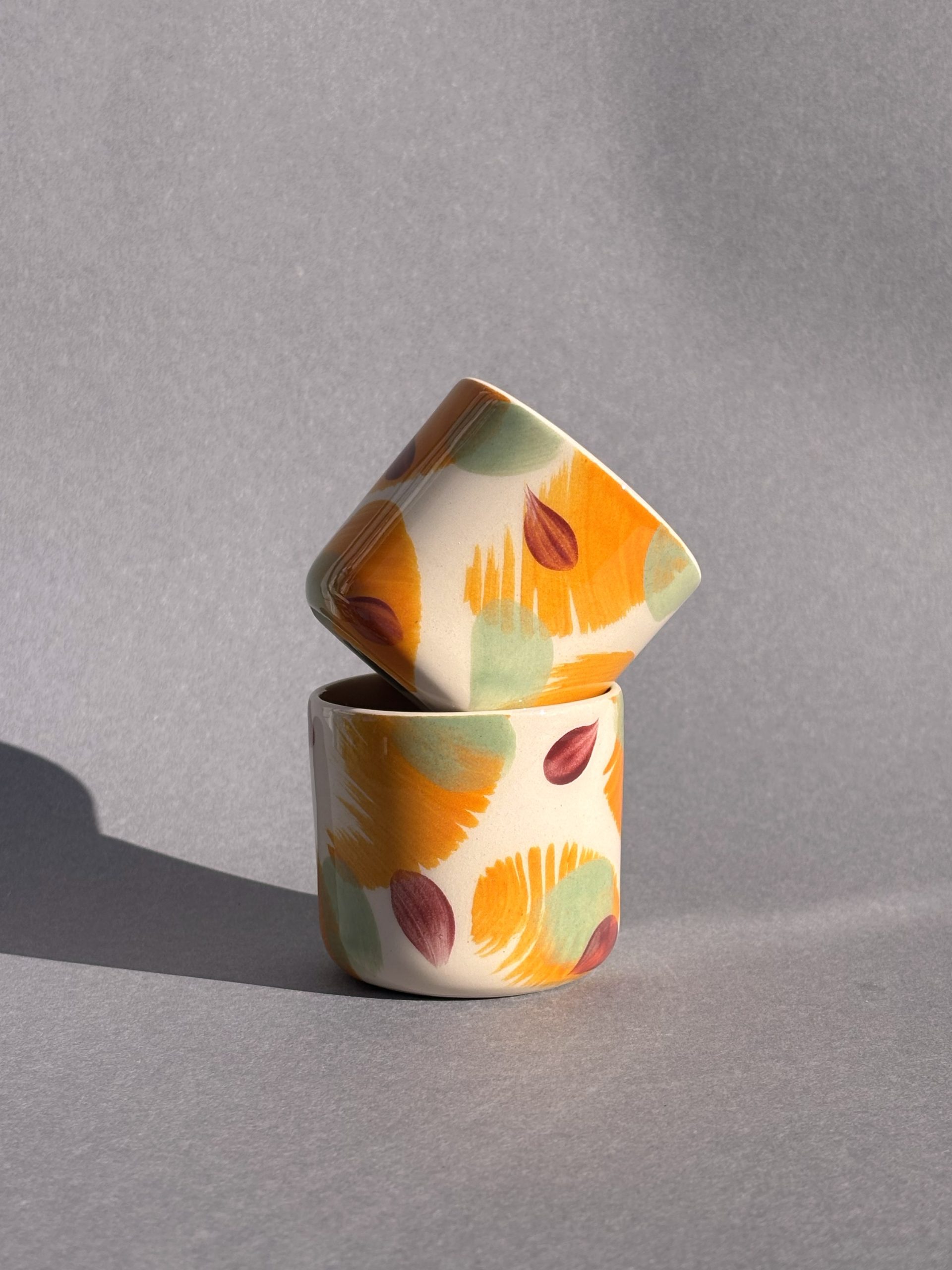 Keramička espresso šalica 2kom / 90ml - narančasta - Sun spot